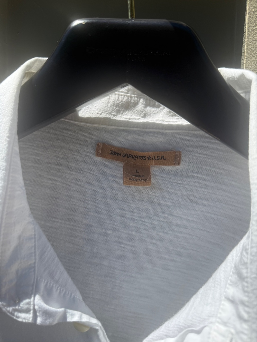 John Varvatos Star USA White Slub Knit Polo Shirt Pocket Detail Large